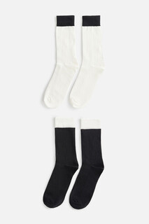 набор носков для мужчин Набор носков высоких хлопковых черно-белых (2 пары) Befree