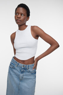 майка женская Топ-майка хлопковый облегающий с фигурным низом Befree