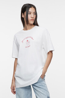 футболка женская Футболка oversize хлопковая с принтом и надписями Befree