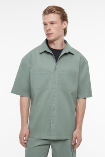 верхняя сорочка мужская Рубашка прямая хлопковая с короткими рукавами Befree