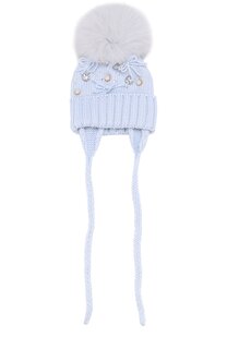 Шерстяная шапка с меховым помпоном и декором Catya