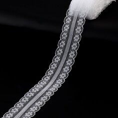 Кружево капроновое, 30 мм × 10 ± 1 м, цвет белый Арт Узор