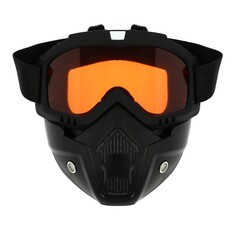 Очки-маска для езды на мототехнике, разборные, стекло оранжевый хром, цвет черный NO Brand