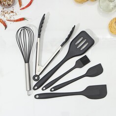 Набор кухонных принадлежностей black, 6 предметов, цвет черный NO Brand