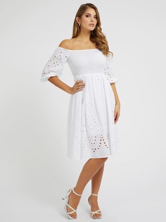 Платье Миди Открытые Плечи Guess