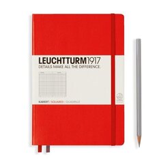 Записная книжка Leuchtturm A5, в клетку, красная, 251 страниц, твердая обложка