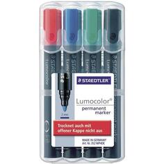 Набор перманентных маркеров Lumocolor, 2 мм, 4 цвета Staedtler