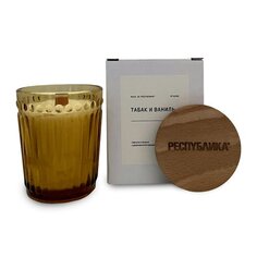 Свеча в стакане с деревянной крышкой made in РЕСПYБЛИКА* Табак и ваниль, 250 г