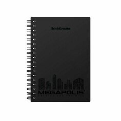 Тетрадь общая с пластиковой обложкой на спирали ErichKrause MEGAPOLIS А6, 80 листов в клетку