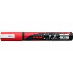 Меловой маркер Uni &quot;Chalk PWE-5M&quot;, пулевидный, 2.5 мм, красный