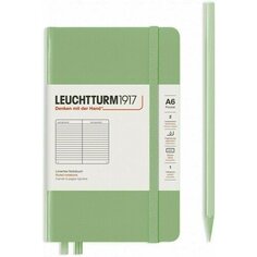 Записная книжка Leuchtturm, в линейку, пастельный зеленый, 187 страниц, твердая обложка, А6