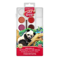 Краски акварельные ArtBerry с УФ защитой яркости, с палитрой и кистью, 12 цветов