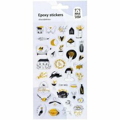 Наклейки гелевые Meshu Black&White, 10 х 22 см, 36 наклеек