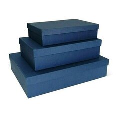 Коробка подарочная тисненая бумага Рогожка, 290x190x80 мм, синяя РутаУпак