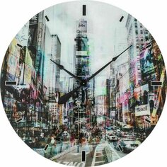 Часы настенные Таймс-сквер в движении, 80 х 80 см, разноцветные Kare