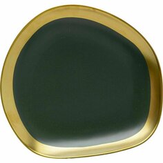 Тарелка десертная Вибрация, 20 х 2 х 20 см, зеленая/золотая/черная Kare