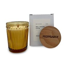 Свеча в стакане с деревянной крышкой made in РЕСПYБЛИКА* Мох, пачули, сосна, 250 г