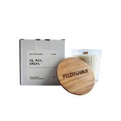 Свеча в стакане с деревянной крышкой made in РЕСПYБЛИКА* Уд, мох, амбра