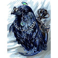 Картина по номерам на картоне Три совы Статный ворон, 30х40 см, с акриловыми красками и кистями КК_44031