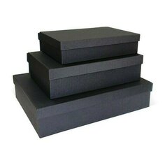 Коробка подарочная РутаУпак Лен, черная, 350 х 260 х 80 мм