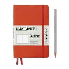 Блокнот Leuchtturm Outlines B6, непромокаемый, 44 листа, в точку, оранжевый сигнальный, В6+