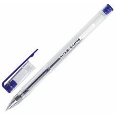 Ручки ручка гелевая STAFF Basic синяя корпус прозрачный хром детали узел 0,5 мм