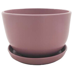 Кашпо, горшки для комнатных растений горшок керамический с поддоном 1,65 л пастельно-фиолетовый