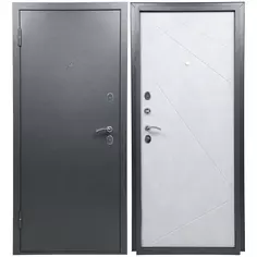 Дверь входная металлическая Диагональ 205x86 см. левая бетон Без бренда