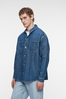 верхняя сорочка джинсовая мужская Рубашка джинсовая прямая с длинными рукавами Befree