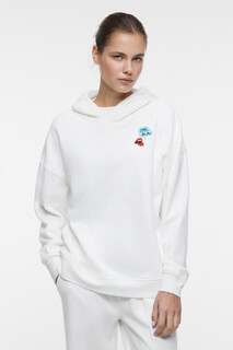 Худи oversize хлопковая утепленная с капюшоном и принтом Befree