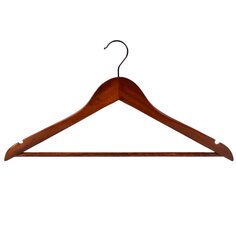 Вешалка-плечики для одежды, 44.5 см, дерево, текстиль, коричневая, T2022-496