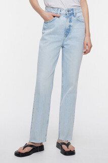брюки джинсовые женские Джинсы straight прямые с обрезанными краями Befree