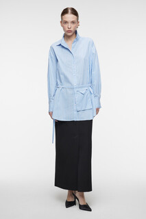блузка женская Рубашка oversize длинная в полоску с поясом и сумочкой Befree