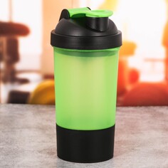 Шейкер спортивный с чашей под протеин, зеленый, 500 мл NO Brand