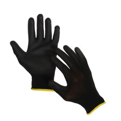 Перчатки нейлоновые, с латексной пропиткой, размер 8, черные Greengo