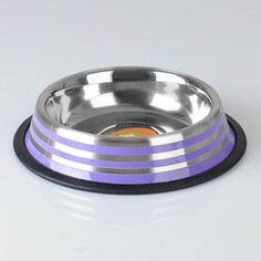 Миска с нескользящим основанием с цветными полосками, 470 мл, фиолетовая Пижон