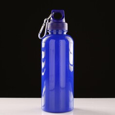 Бутылка для воды 650 мл, с карабином, 7 х 22 см, синяя NO Brand