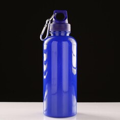 Бутылка для воды, 650 мл, с карабином, 22 х 7 см, синяя NO Brand