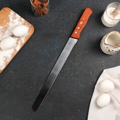 Нож для бисквита мелкие зубцы, рабочая поверхность 30 см, деревянная ручка NO Brand