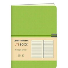Блокнот Listoff Lite Book, 100 листов, в линейку, салатовый, А6
