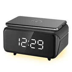 Радиочасы, часы электронные часы электронные KITFORT КТ-3353 с беспроводным зарядным устройством черный