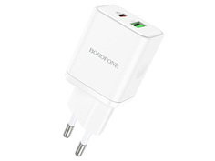 Зарядное устройство Borofone BN7 1xUSB - 1xUSB-C QC3.0 PD20W 3A White 6974443384321