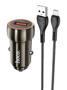 Зарядное устройство Hoco Z46 USB 3.0A QC3.0 + кабель microUSB Metal Grey 6931474770295