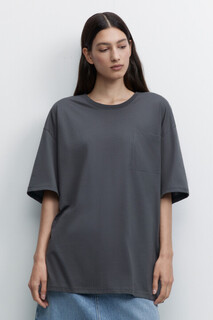футболка женская Футболка oversize удлиненная с нагрудным карманом Befree