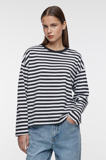 джемпер женский Лонгслив oversize хлопковый в полоску Befree