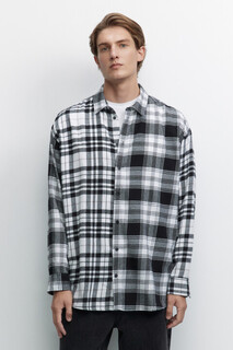 Рубашка oversize хлопковая с принтом в клетку Befree