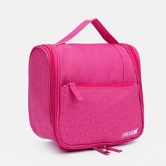 Косметичка-несессер на молнии, с крючком, наружный карман, цвет розовый NO Brand