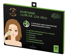 Матирующие салфетки для лица с зеленым чаем и экстрактом вулканического пепла Etude Organix
