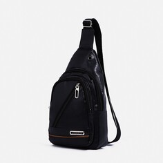 Рюкзак-слинг на молнии, 2 наружных кармана, цвет черный NO Brand