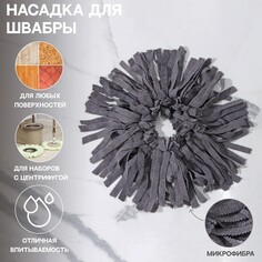 Насадка для швабры (наборы для уборки с центрифугой), кольцо 16 см, микрофибра, цвет серый NO Brand